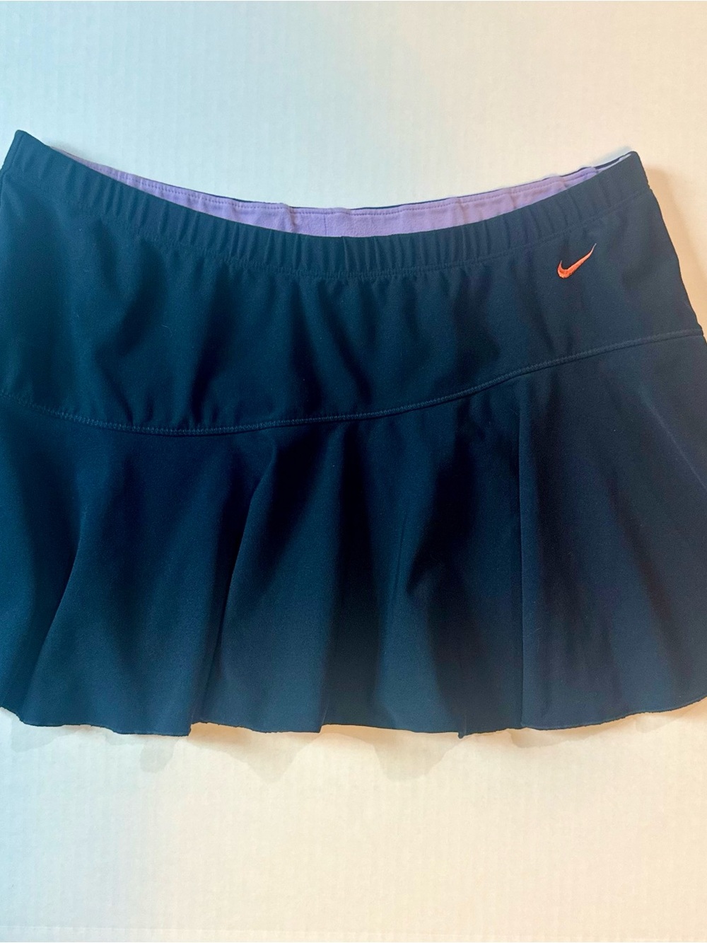 Nike Black Skater Tennis Skirt with Lilac Lining and Orange Swoosh